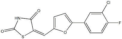 5-{[5-(3-chloro-4-fluorophenyl)-2-furyl]methylene}-1,3-thiazolidine-2,4-dione Struktur