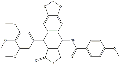 4-methoxy-N-[8-oxo-9-(3,4,5-trimethoxyphenyl)-5,5a,6,8,8a,9-hexahydrofuro[3',4':6,7]naphtho[2,3-d][1,3]dioxol-5-yl]benzamide Structure