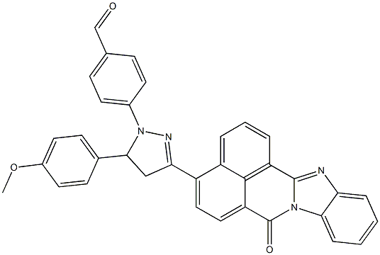 4-[5-(4-methoxyphenyl)-3-(7-oxo-7H-benzimidazo[2,1-a]benzo[de]isoquinolin-4-yl)-4,5-dihydro-1H-pyrazol-1-yl]benzaldehyde Structure
