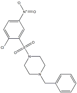 1-({2-chloro-5-nitrophenyl}sulfonyl)-4-(phenylmethyl)piperazine,,结构式