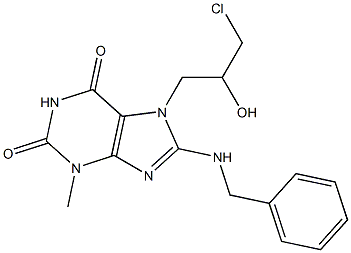 8-(benzylamino)-7-(3-chloro-2-hydroxypropyl)-3-methyl-3,7-dihydro-1H-purine-2,6-dione 结构式