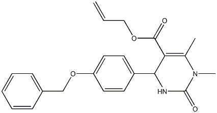 allyl 4-[4-(benzyloxy)phenyl]-1,6-dimethyl-2-oxo-1,2,3,4-tetrahydro-5-pyrimidinecarboxylate 化学構造式
