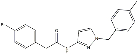 2-(4-bromophenyl)-N-[1-(4-methylbenzyl)-1H-pyrazol-3-yl]acetamide,,结构式