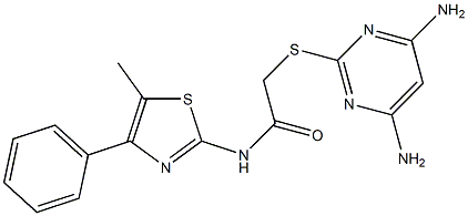 2-[(4,6-diaminopyrimidin-2-yl)sulfanyl]-N-(5-methyl-4-phenyl-1,3-thiazol-2-yl)acetamide,,结构式