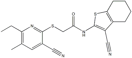 2-[(3-cyano-6-ethyl-5-methyl-2-pyridinyl)sulfanyl]-N-(3-cyano-4,5,6,7-tetrahydro-1-benzothien-2-yl)acetamide
