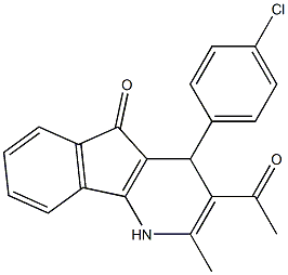 3-acetyl-4-(4-chlorophenyl)-2-methyl-1,4-dihydro-5H-indeno[1,2-b]pyridin-5-one Struktur