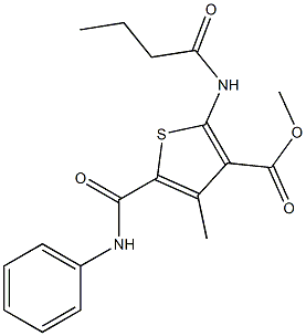 methyl 2-(butanoylamino)-4-methyl-5-[(phenylamino)carbonyl]thiophene-3-carboxylate Structure