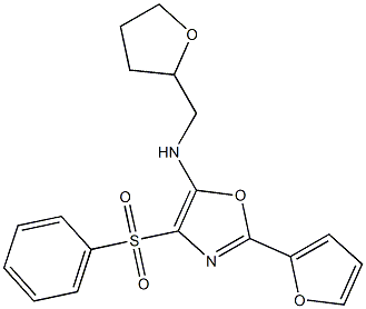 N-[2-(2-furyl)-4-(phenylsulfonyl)-1,3-oxazol-5-yl]-N-(tetrahydro-2-furanylmethyl)amine Structure