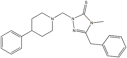 5-benzyl-4-methyl-2-[(4-phenyl-1-piperidinyl)methyl]-2,4-dihydro-3H-1,2,4-triazole-3-thione Struktur