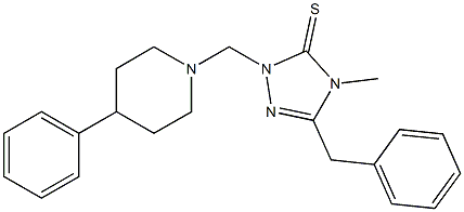 5-benzyl-4-methyl-2-[(4-phenyl-1-piperidinyl)methyl]-2,4-dihydro-3H-1,2,4-triazole-3-thione 化学構造式