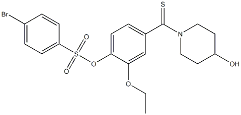 2-ethoxy-4-[(4-hydroxy-1-piperidinyl)carbothioyl]phenyl 4-bromobenzenesulfonate Struktur