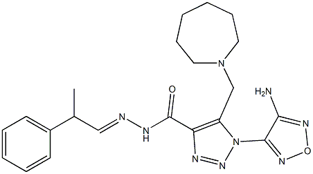 1-(4-amino-1,2,5-oxadiazol-3-yl)-5-(1-azepanylmethyl)-N'-(2-phenylpropylidene)-1H-1,2,3-triazole-4-carbohydrazide Struktur