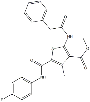 methyl 5-{[(4-fluorophenyl)amino]carbonyl}-4-methyl-2-[(phenylacetyl)amino]thiophene-3-carboxylate Struktur
