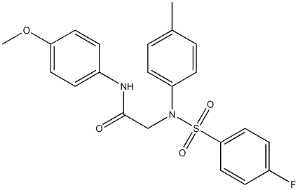 2-[[(4-fluorophenyl)sulfonyl](4-methylphenyl)amino]-N-[4-(methyloxy)phenyl]acetamide,,结构式