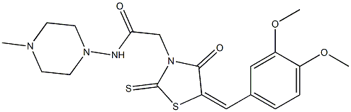 2-[5-(3,4-dimethoxybenzylidene)-4-oxo-2-thioxo-1,3-thiazolidin-3-yl]-N-(4-methyl-1-piperazinyl)acetamide Structure