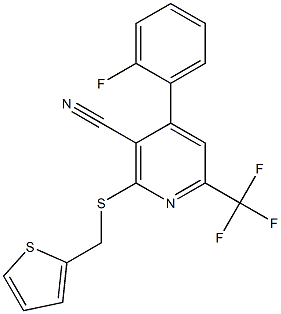 4-(2-fluorophenyl)-2-[(2-thienylmethyl)sulfanyl]-6-(trifluoromethyl)nicotinonitrile Structure