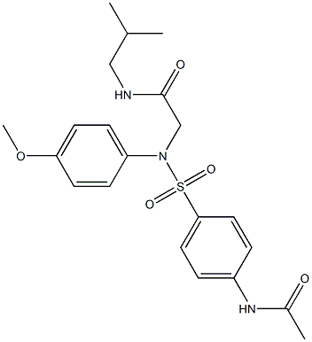 2-({[4-(acetylamino)phenyl]sulfonyl}-4-methoxyanilino)-N-isobutylacetamide Structure