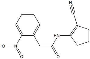 N-(2-cyano-1-cyclopenten-1-yl)-2-{2-nitrophenyl}acetamide Struktur