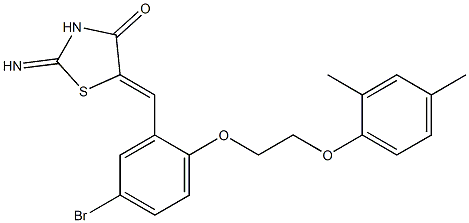 5-{5-bromo-2-[2-(2,4-dimethylphenoxy)ethoxy]benzylidene}-2-imino-1,3-thiazolidin-4-one 化学構造式