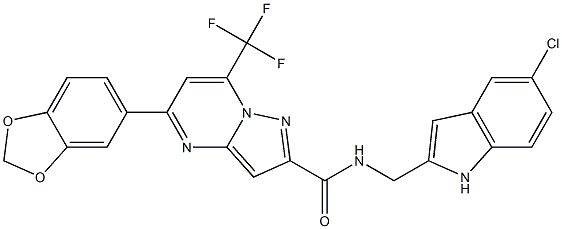 5-(1,3-benzodioxol-5-yl)-N-[(5-chloro-1H-indol-2-yl)methyl]-7-(trifluoromethyl)pyrazolo[1,5-a]pyrimidine-2-carboxamide,,结构式