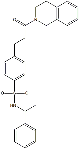 4-[3-(3,4-dihydro-2(1H)-isoquinolinyl)-3-oxopropyl]-N-(1-phenylethyl)benzenesulfonamide 结构式