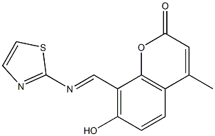 7-hydroxy-4-methyl-8-[(1,3-thiazol-2-ylimino)methyl]-2H-chromen-2-one Structure