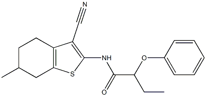 N-(3-cyano-6-methyl-4,5,6,7-tetrahydro-1-benzothien-2-yl)-2-phenoxybutanamide 结构式