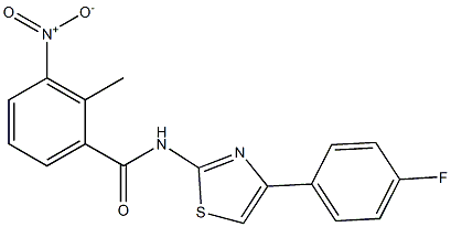 N-[4-(4-fluorophenyl)-1,3-thiazol-2-yl]-3-nitro-2-methylbenzamide 化学構造式