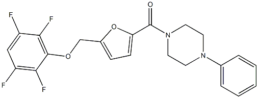 1-phenyl-4-{5-[(2,3,5,6-tetrafluorophenoxy)methyl]-2-furoyl}piperazine Struktur