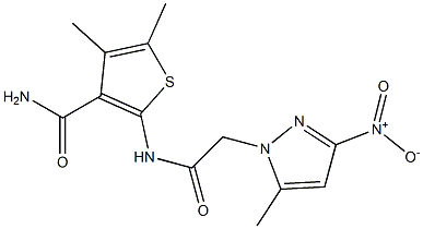 2-[({3-nitro-5-methyl-1H-pyrazol-1-yl}acetyl)amino]-4,5-dimethyl-3-thiophenecarboxamide Structure