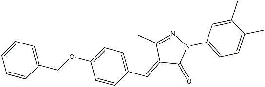 4-[4-(benzyloxy)benzylidene]-2-(3,4-dimethylphenyl)-5-methyl-2,4-dihydro-3H-pyrazol-3-one 化学構造式