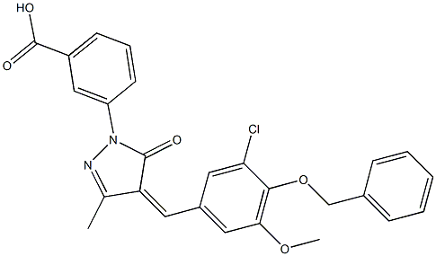 3-{4-[4-(benzyloxy)-3-chloro-5-methoxybenzylidene]-3-methyl-5-oxo-4,5-dihydro-1H-pyrazol-1-yl}benzoic acid Struktur