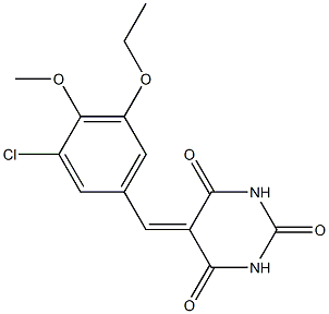 5-(3-chloro-5-ethoxy-4-methoxybenzylidene)-2,4,6(1H,3H,5H)-pyrimidinetrione 化学構造式