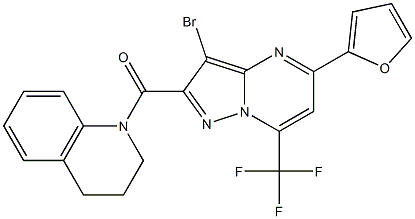 1-{[3-bromo-5-(2-furyl)-7-(trifluoromethyl)pyrazolo[1,5-a]pyrimidin-2-yl]carbonyl}-1,2,3,4-tetrahydroquinoline,,结构式