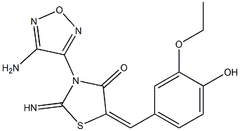 3-(4-amino-1,2,5-oxadiazol-3-yl)-5-(3-ethoxy-4-hydroxybenzylidene)-2-imino-1,3-thiazolidin-4-one Structure