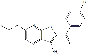 (3-amino-6-isobutylthieno[2,3-b]pyridin-2-yl)(4-chlorophenyl)methanone,,结构式
