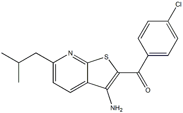 (3-amino-6-isobutylthieno[2,3-b]pyridin-2-yl)(4-chlorophenyl)methanone 化学構造式