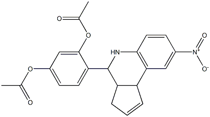 3-(acetyloxy)-4-{8-nitro-3a,4,5,9b-tetrahydro-3H-cyclopenta[c]quinolin-4-yl}phenyl acetate 化学構造式