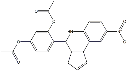 3-(acetyloxy)-4-{8-nitro-3a,4,5,9b-tetrahydro-3H-cyclopenta[c]quinolin-4-yl}phenyl acetate Struktur