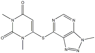 1,3-dimethyl-6-[(3-methyl-3H-[1,2,3]triazolo[4,5-d]pyrimidin-7-yl)sulfanyl]-2,4(1H,3H)-pyrimidinedione 化学構造式
