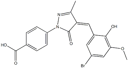 4-[4-(5-bromo-2-hydroxy-3-methoxybenzylidene)-3-methyl-5-oxo-4,5-dihydro-1H-pyrazol-1-yl]benzoic acid Structure