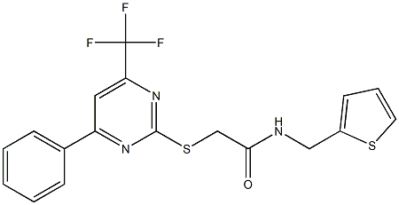 2-{[4-phenyl-6-(trifluoromethyl)-2-pyrimidinyl]sulfanyl}-N-(2-thienylmethyl)acetamide Structure