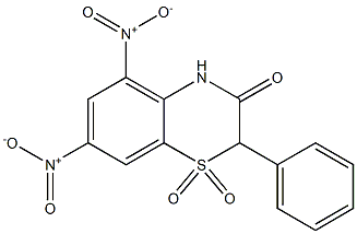 5,7-bisnitro-2-phenyl-2H-1,4-benzothiazin-3(4H)-one 1,1-dioxide Struktur