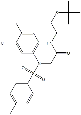 N-[2-(tert-butylsulfanyl)ethyl]-2-{3-chloro-4-methyl[(4-methylphenyl)sulfonyl]anilino}acetamide Struktur