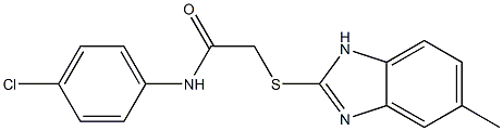 N-(4-chlorophenyl)-2-[(5-methyl-1H-benzimidazol-2-yl)sulfanyl]acetamide,,结构式