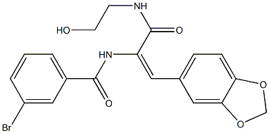 N-(2-(1,3-benzodioxol-5-yl)-1-{[(2-hydroxyethyl)amino]carbonyl}vinyl)-3-bromobenzamide 结构式