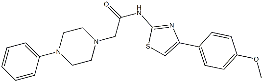 N-[4-(4-methoxyphenyl)-1,3-thiazol-2-yl]-2-(4-phenyl-1-piperazinyl)acetamide,,结构式