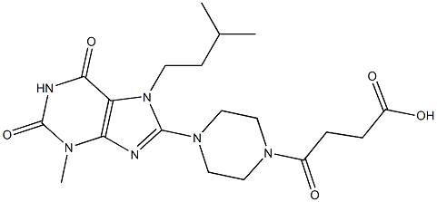 4-[4-(7-isopentyl-3-methyl-2,6-dioxo-2,3,6,7-tetrahydro-1H-purin-8-yl)-1-piperazinyl]-4-oxobutanoic acid 结构式