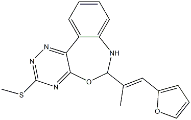 6-[2-(2-furyl)-1-methylvinyl]-3-(methylsulfanyl)-6,7-dihydro[1,2,4]triazino[5,6-d][3,1]benzoxazepine,,结构式