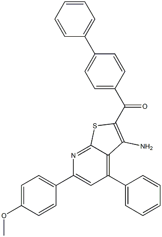 [3-amino-6-(4-methoxyphenyl)-4-phenylthieno[2,3-b]pyridin-2-yl]([1,1'-biphenyl]-4-yl)methanone 结构式